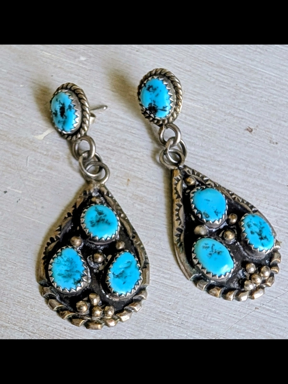 1960s Vintage Wilson BegayTurquoise Earrings